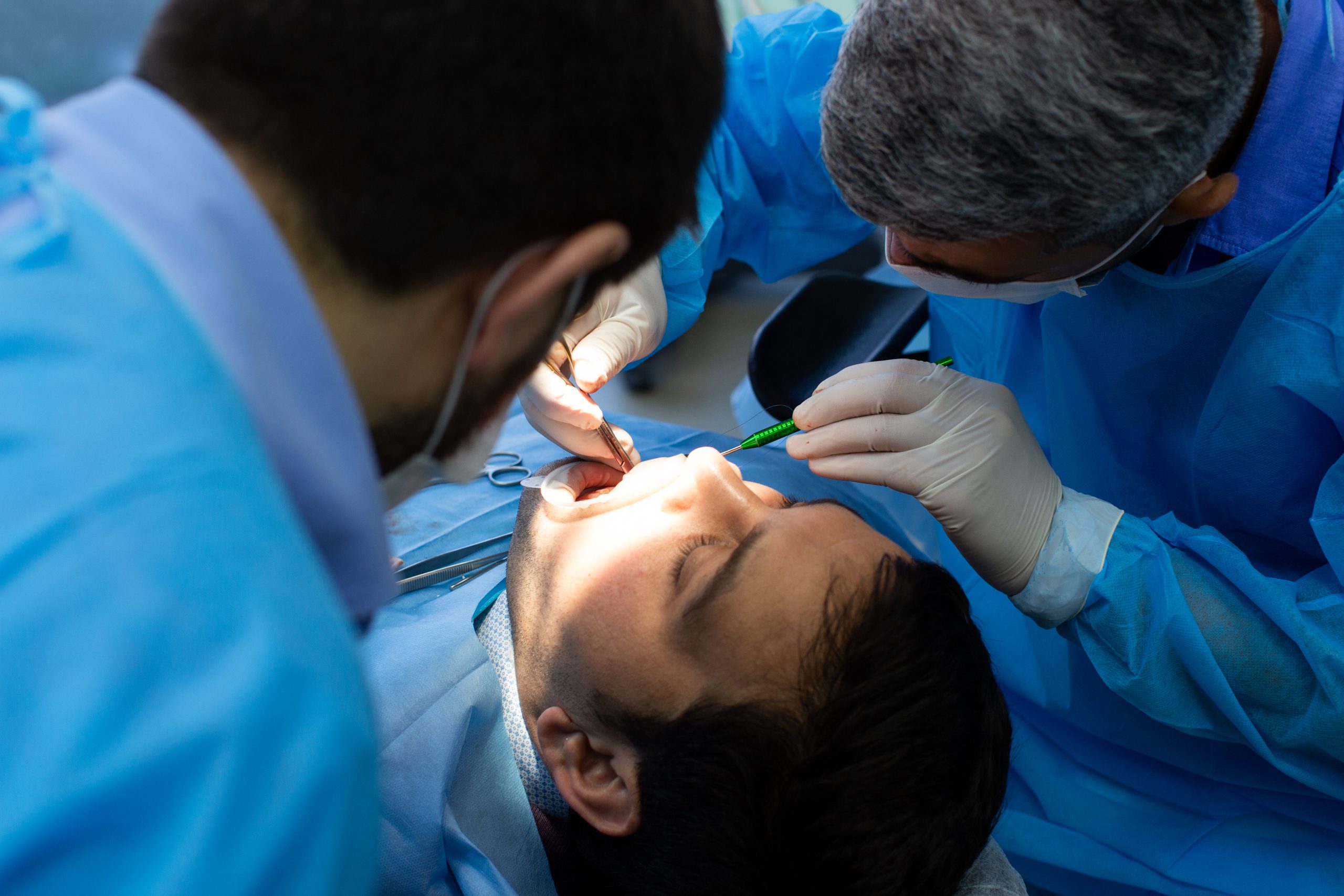 patient having tooth extraction